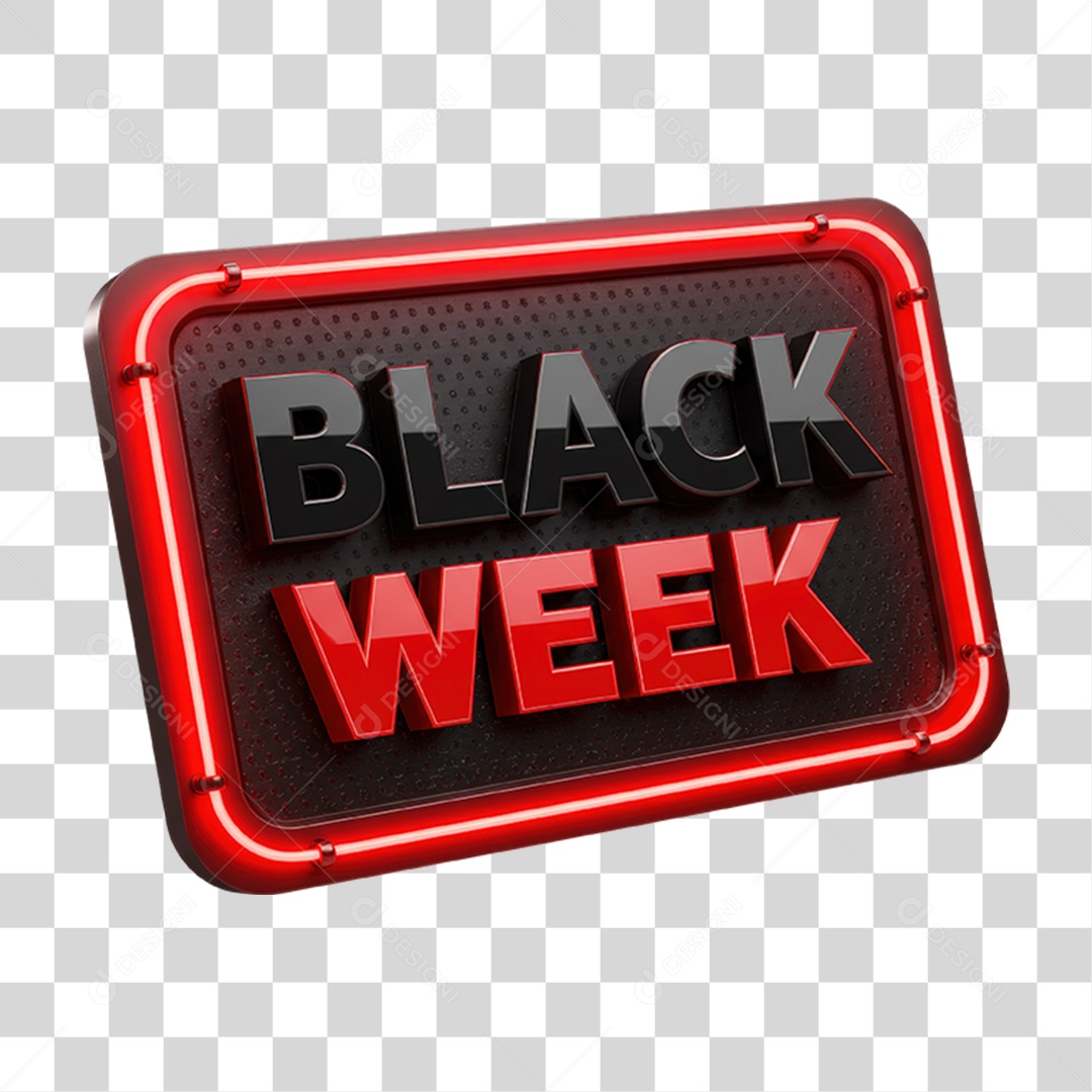 Selo 3D Black Week PNG Transparente