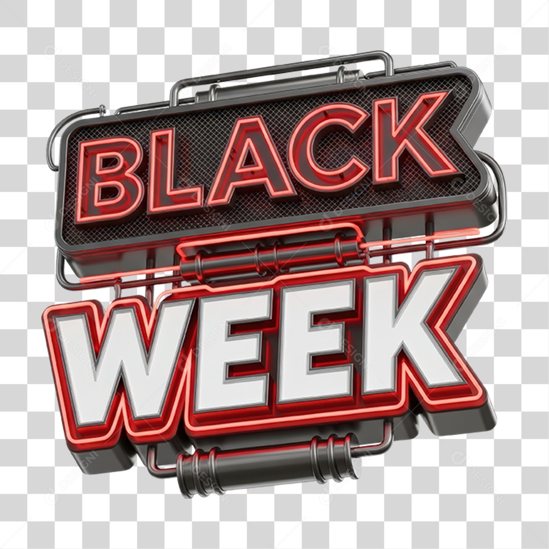Selo 3D Black Week PNG Transparente