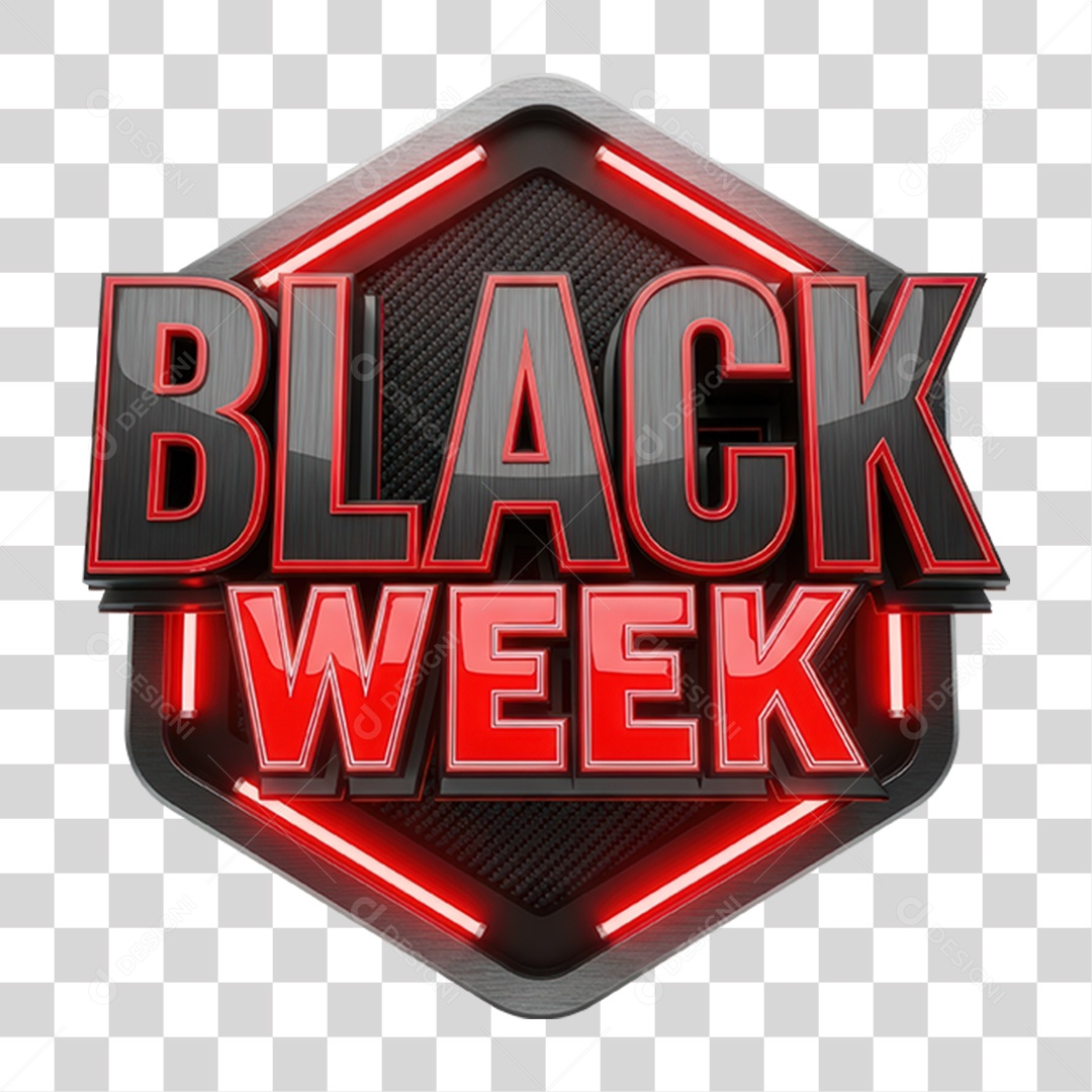 Selo 3D Black Week PNG Transparente