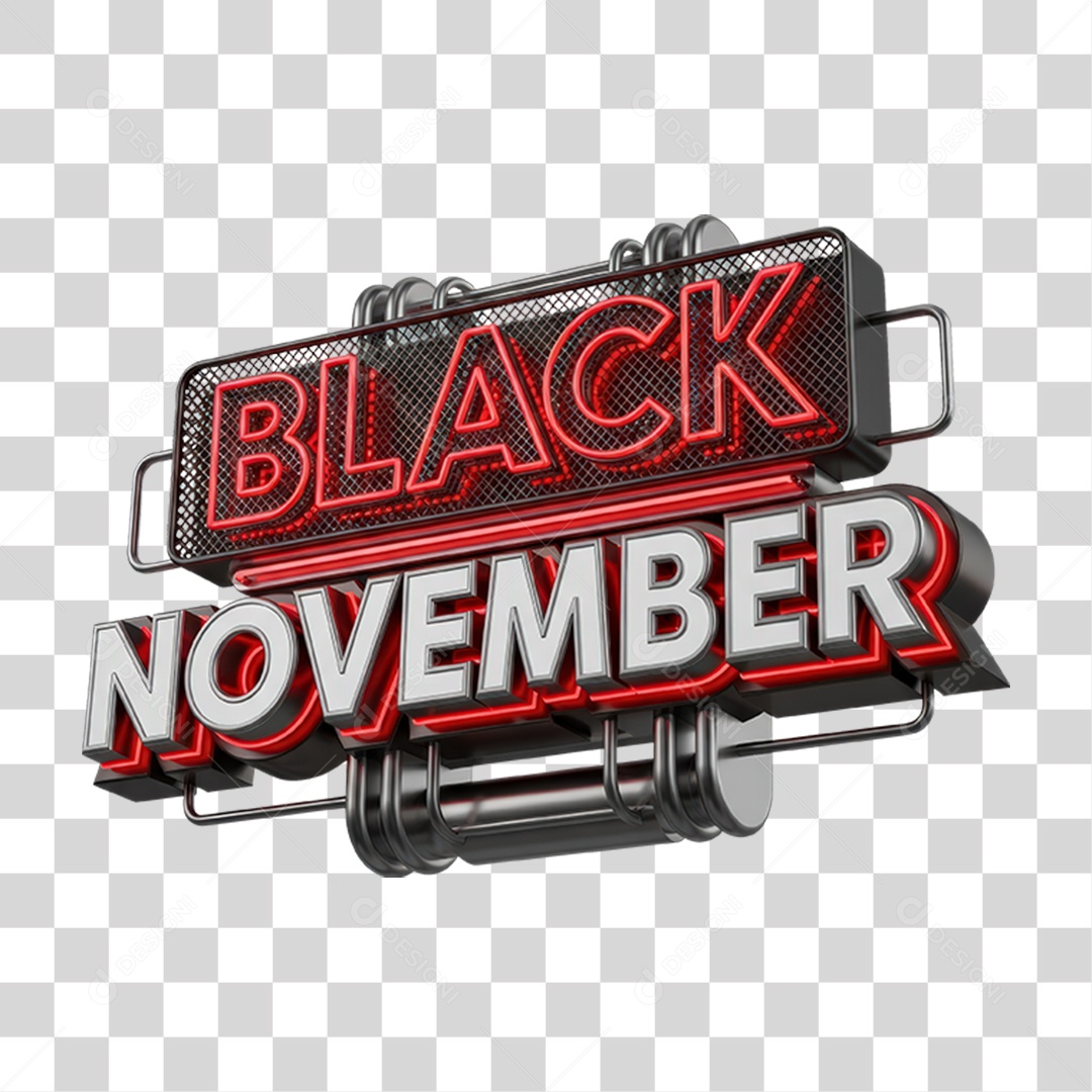 Selo 3D Black November PNG Transparente