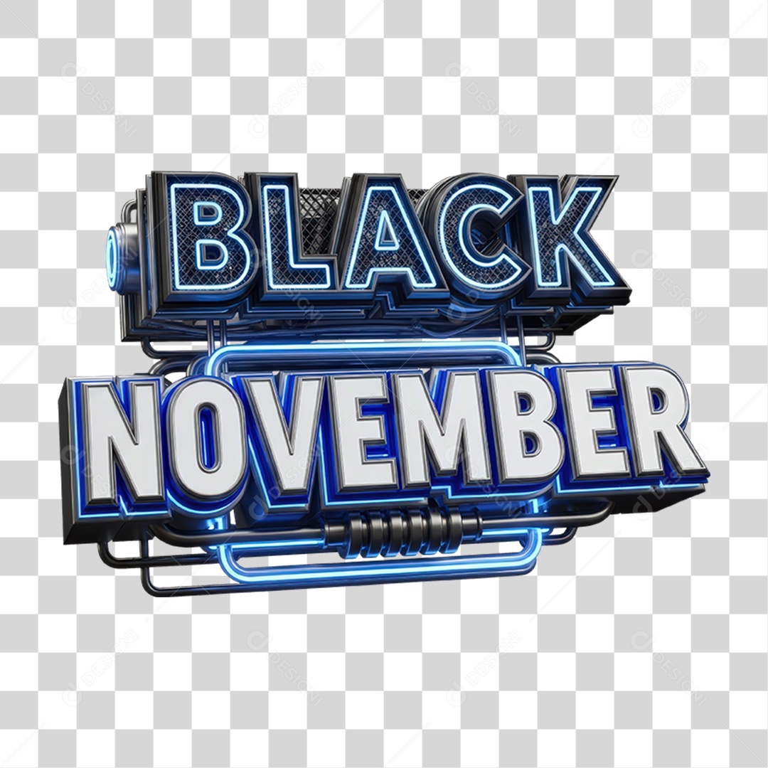 Selo 3D Black November PNG Transparente