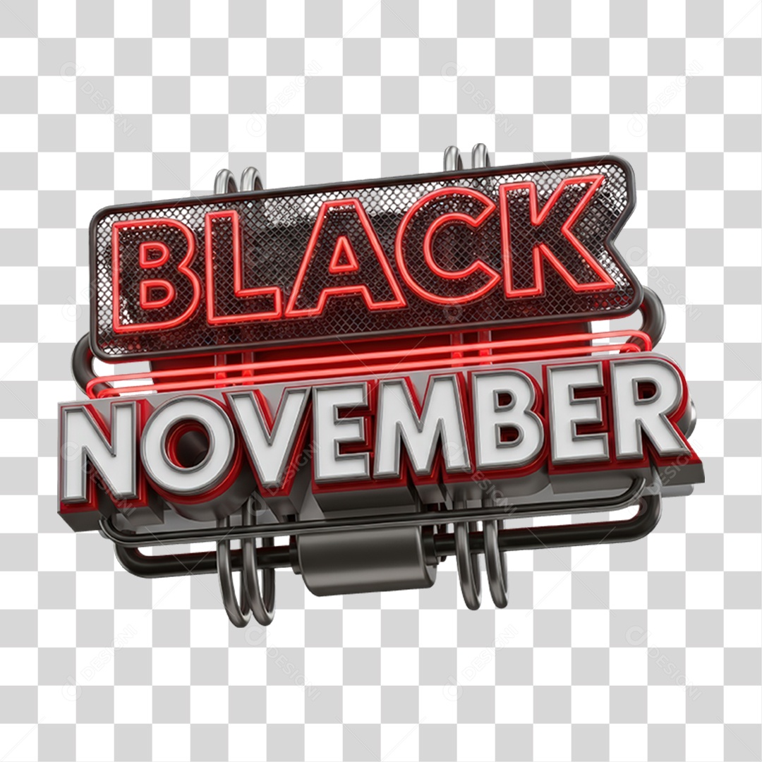 Selo 3D Black November PNG Transparente