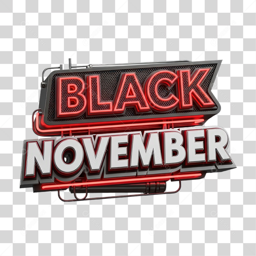 Selo 3D Black November PNG Transparente