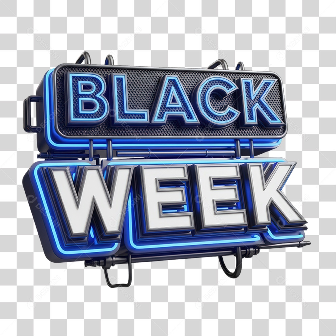 Selo 3D Black Week PNG Transparente