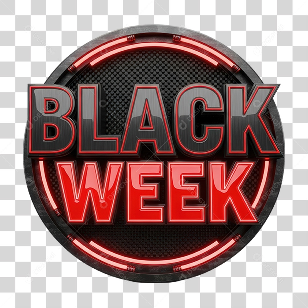 Selo 3D Black Week PNG Transparente