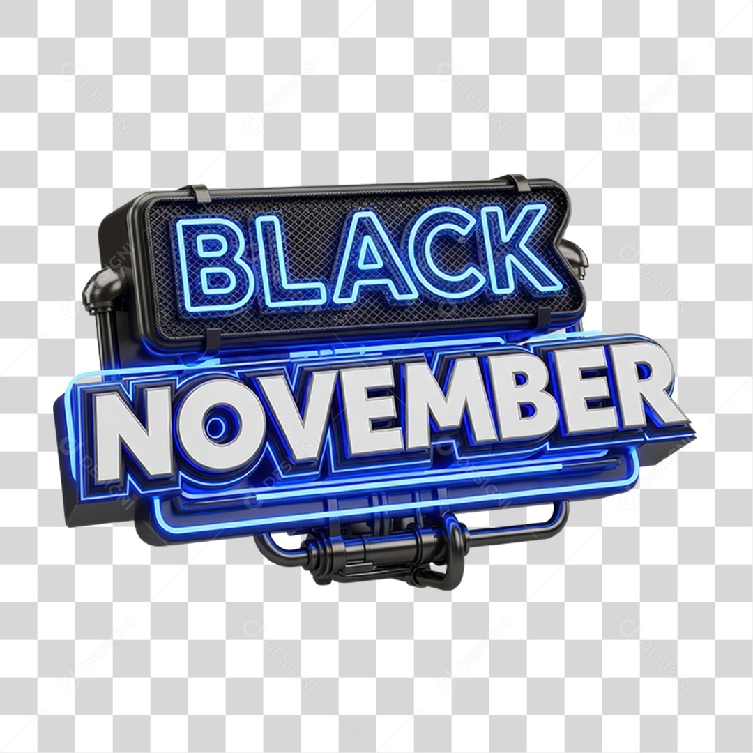 Selo 3D Black November PNG Transparente