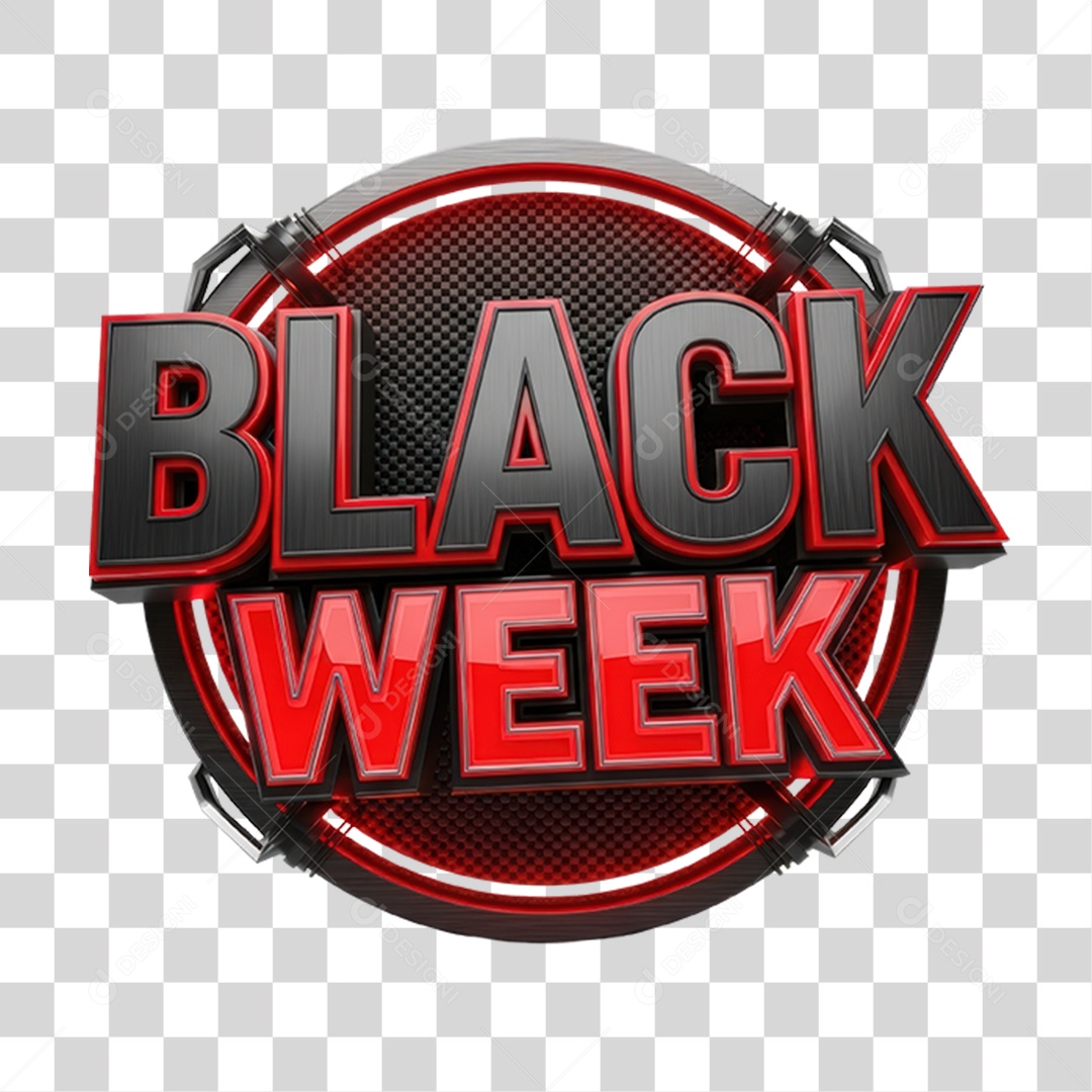 Selo 3D Black Week PNG Transparente