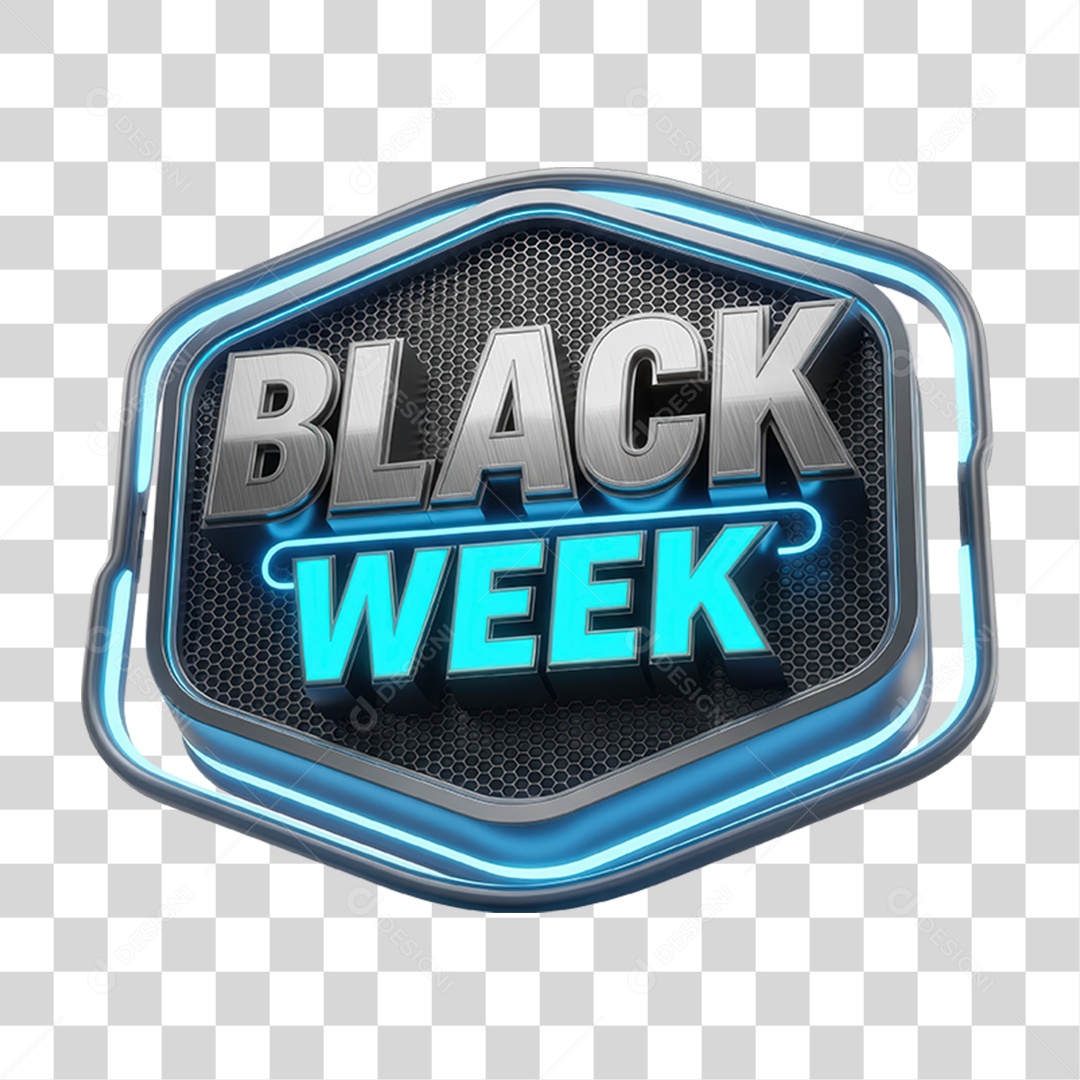Selo 3D Black Week PNG Transparente