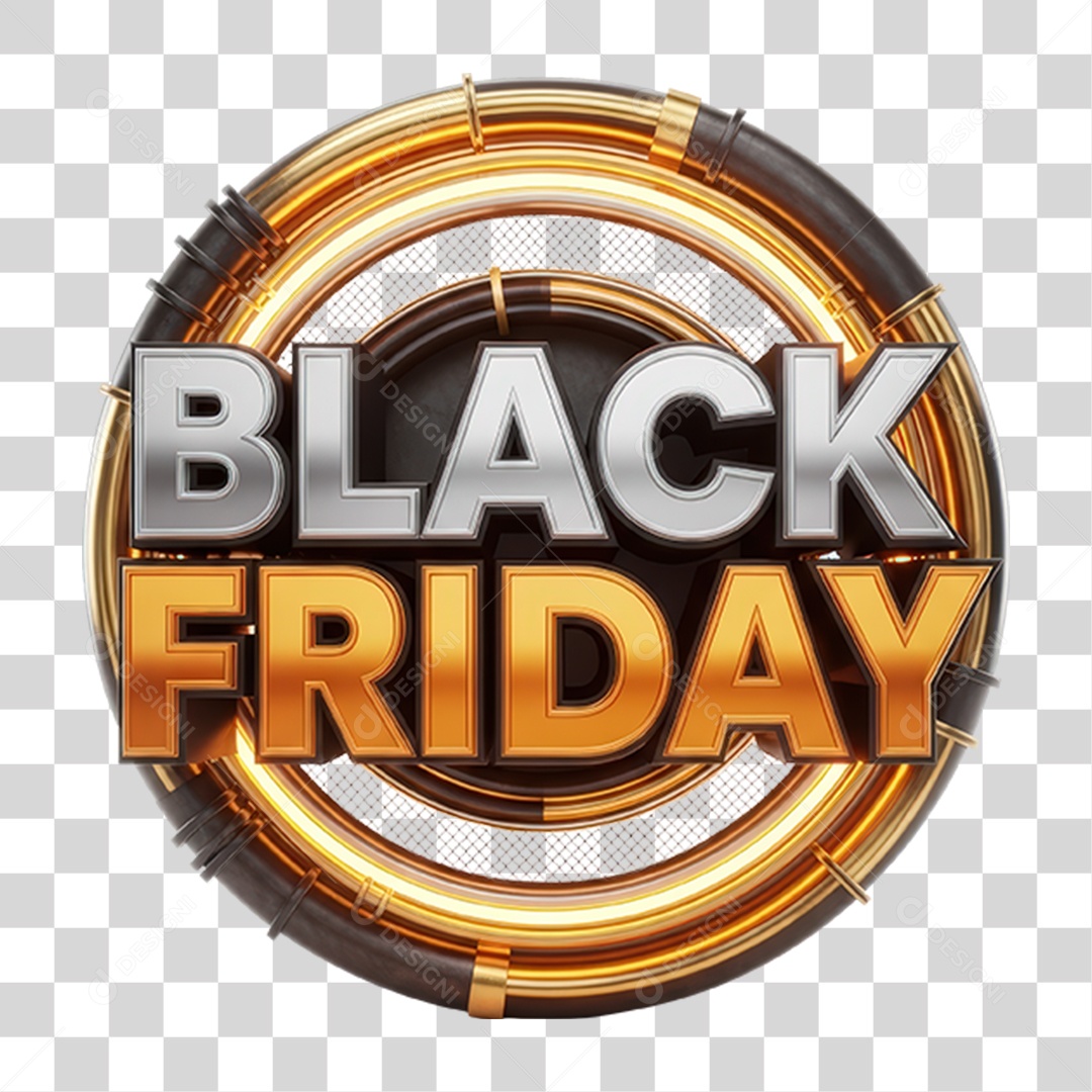 Selo 3D Black Friday PNG Transparente