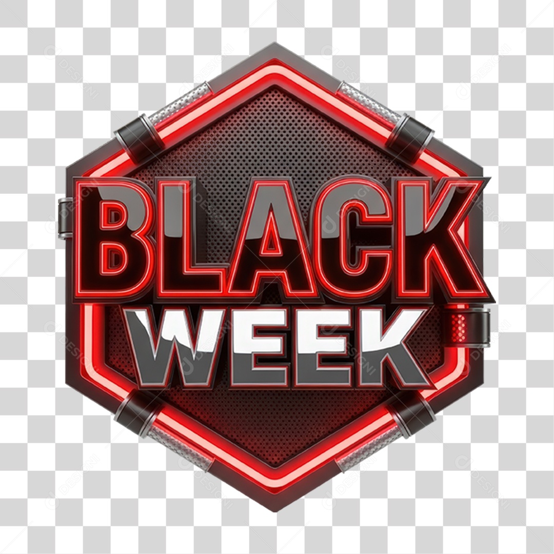 Selo 3D Black Week PNG Transparente