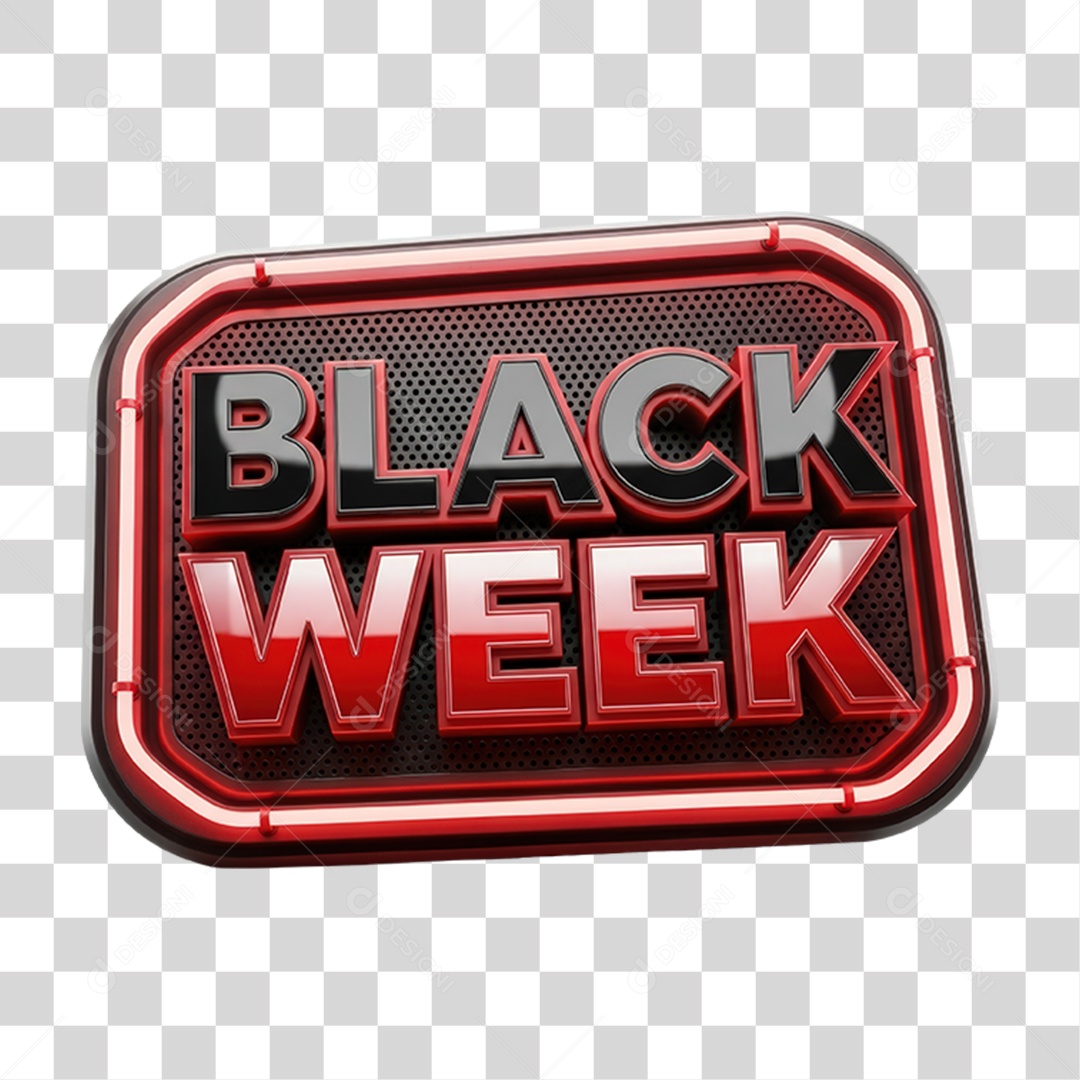 Selo 3D Black Week PNG Transparente