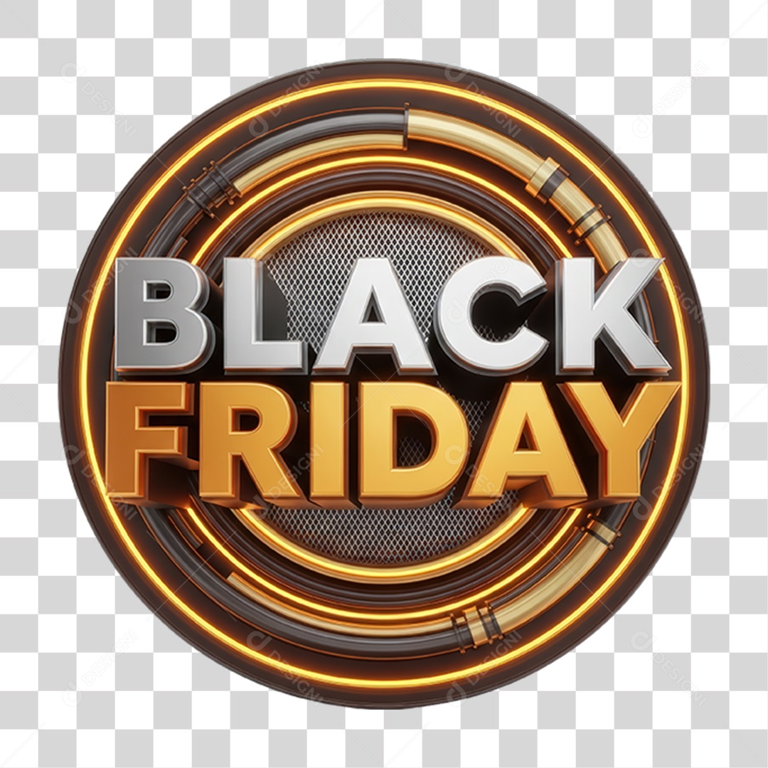 Selo 3D Black Friday PNG Transparente