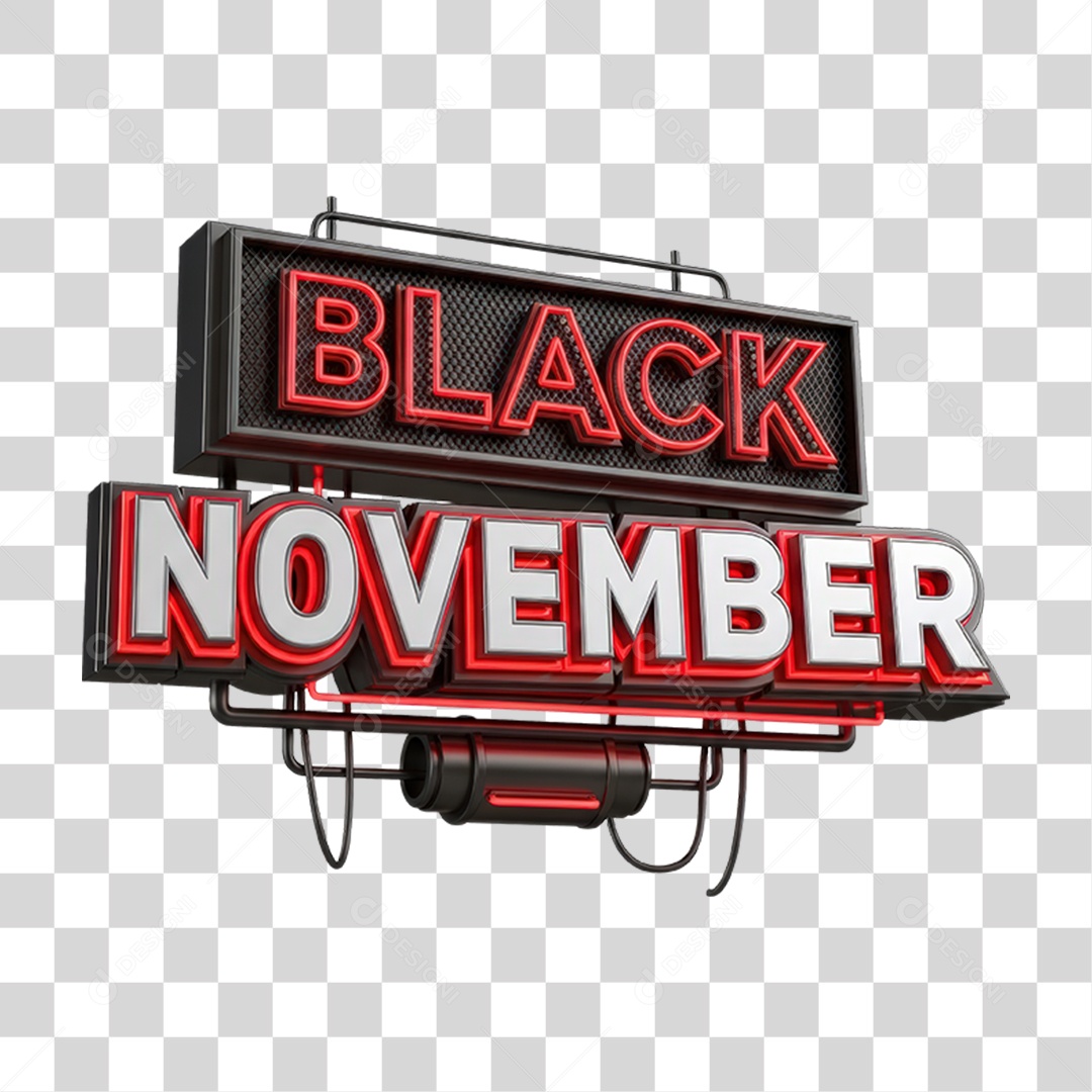 Selo 3D Black November PNG Transparente