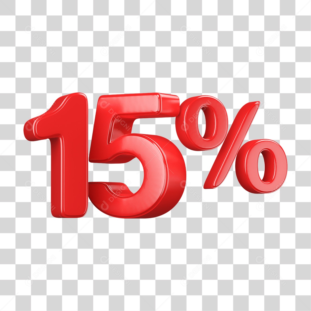 Número 3D 15% PNG Transparente