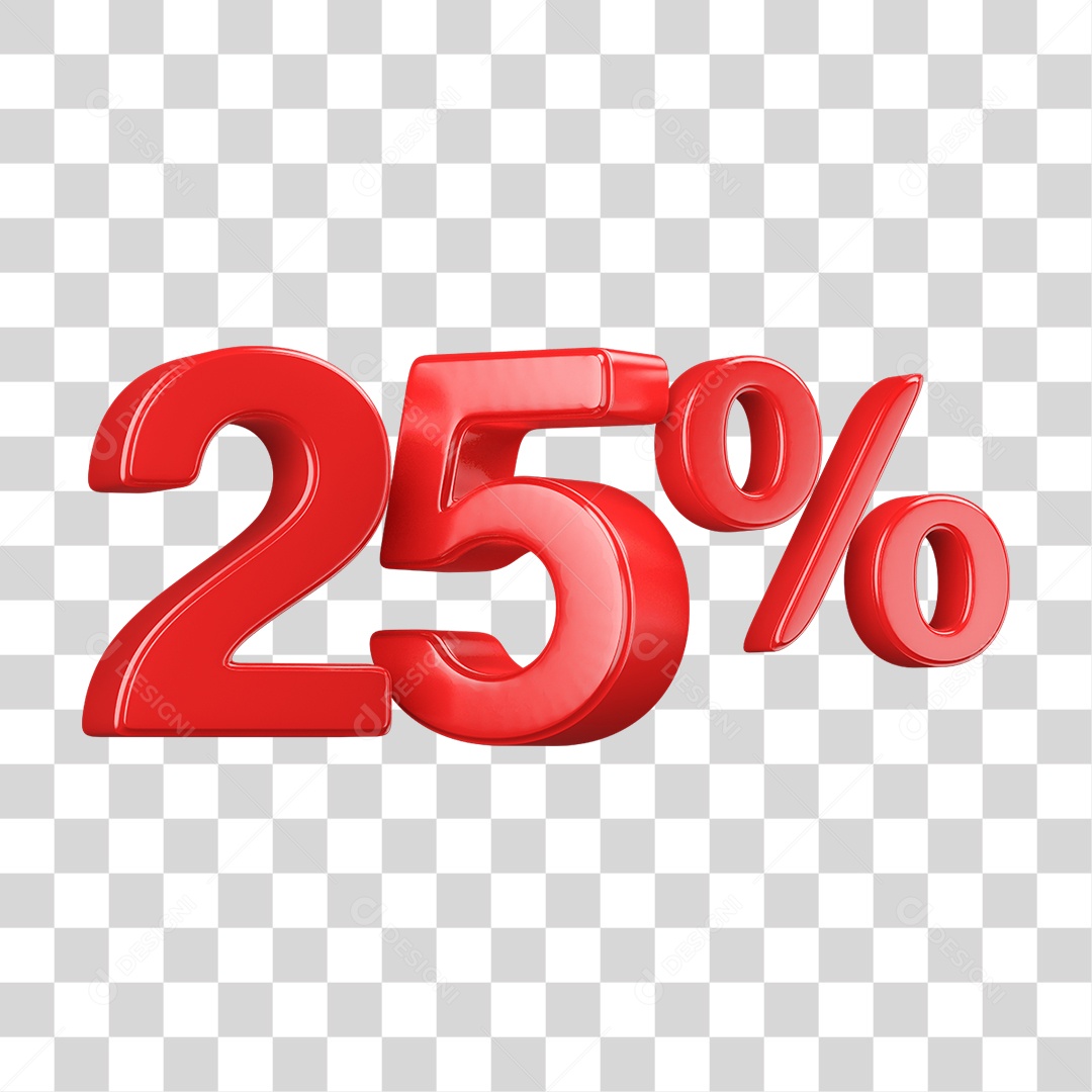 Número 3D 25% PNG Transparente