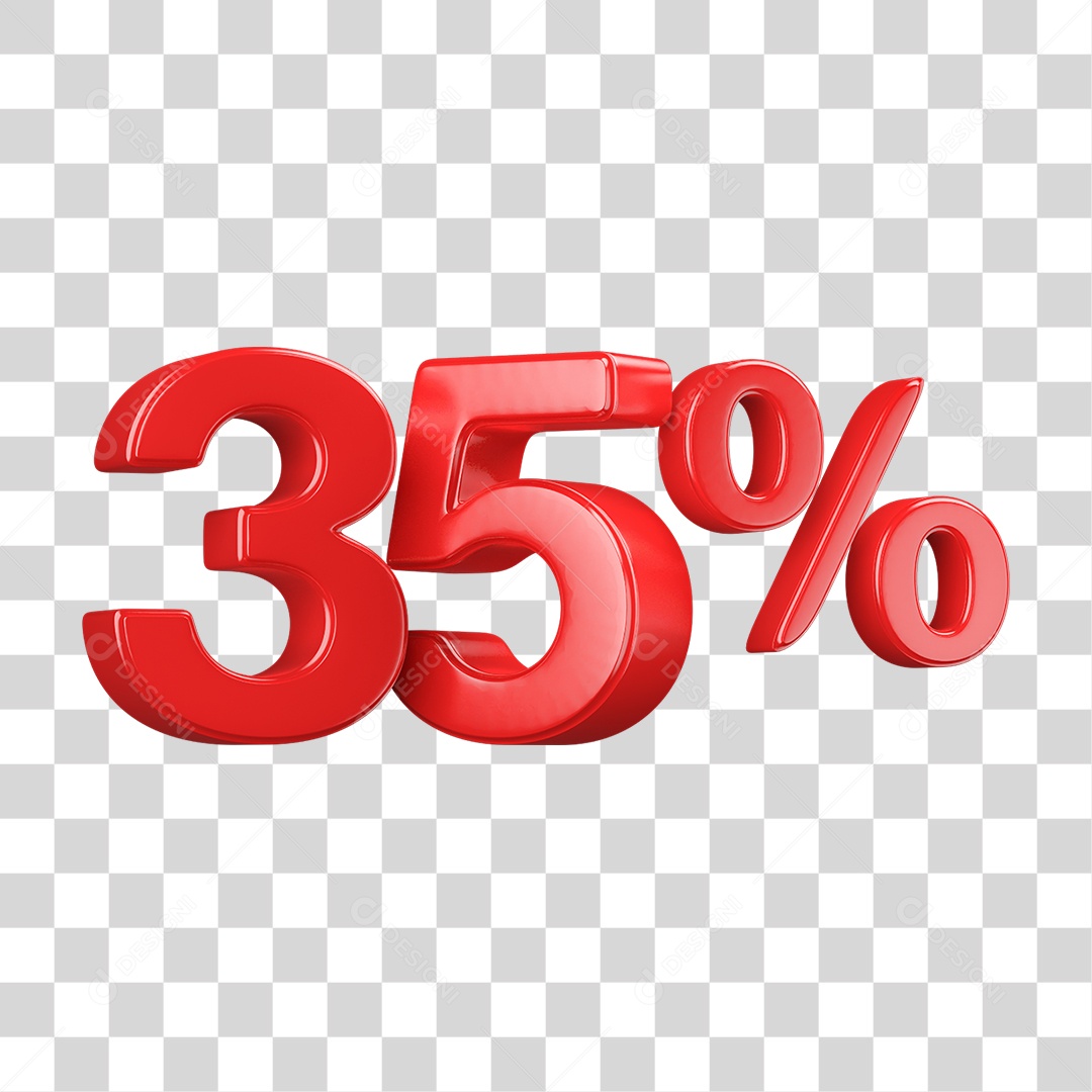 Número 3D 35% PNG Transparente