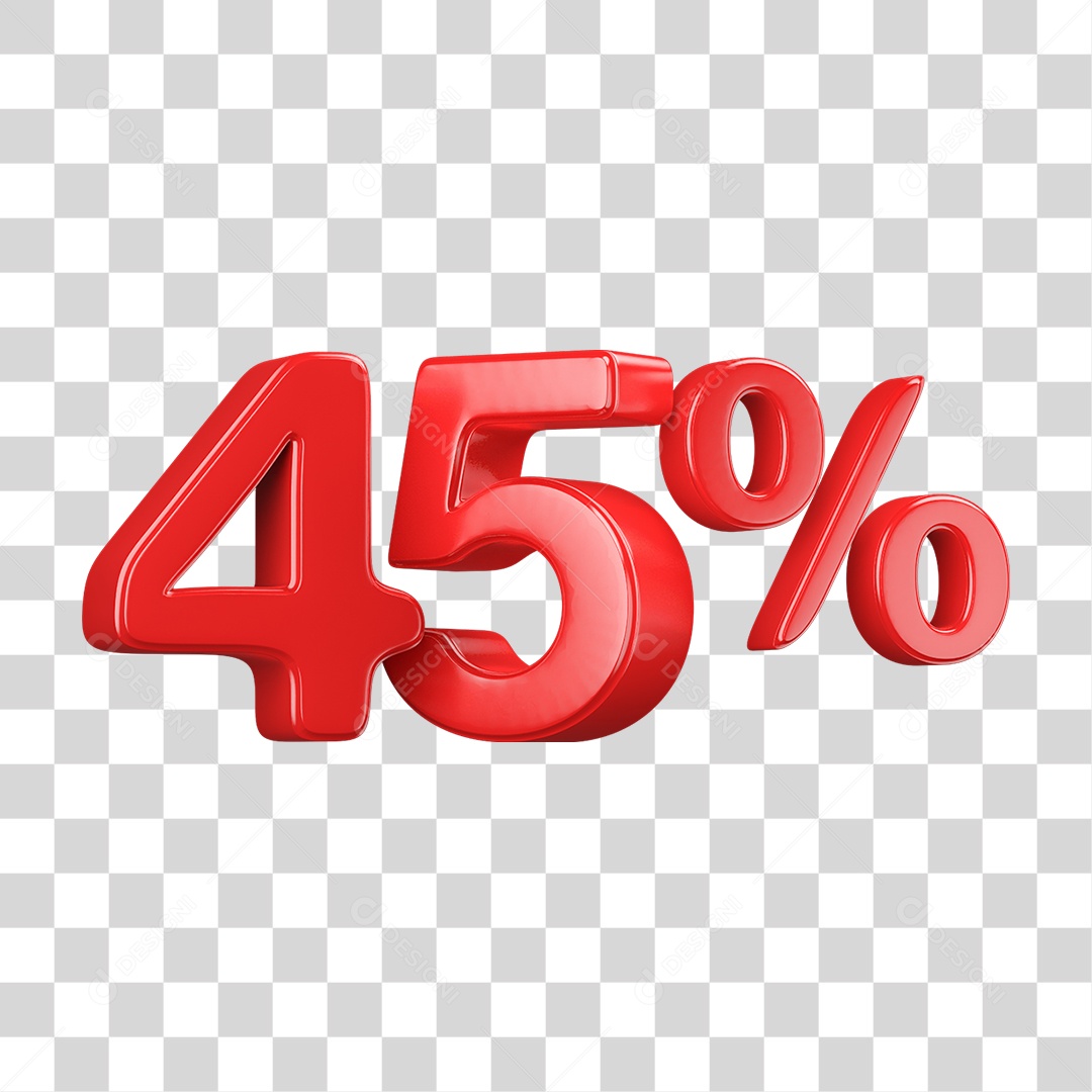 Número 3D 45% PNG Transparente