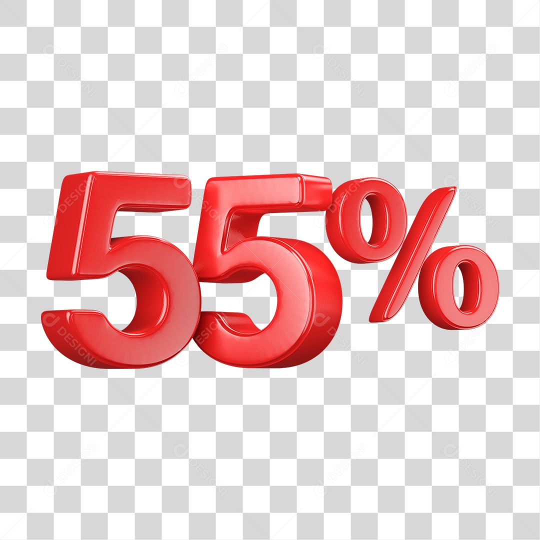 Número 3D 55% PNG Transparente