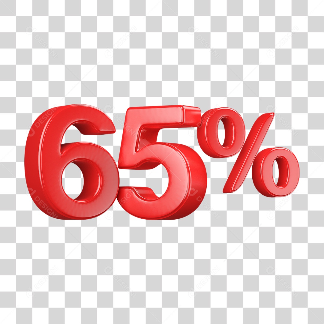 Número 3D 65% PNG Transparente