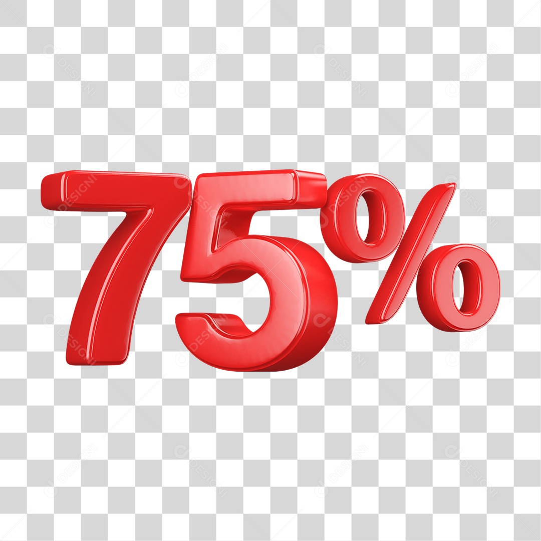 Número 3D 75% PNG Transparente