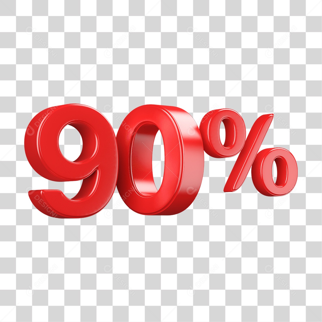 Número 3D 90% PNG Transparente