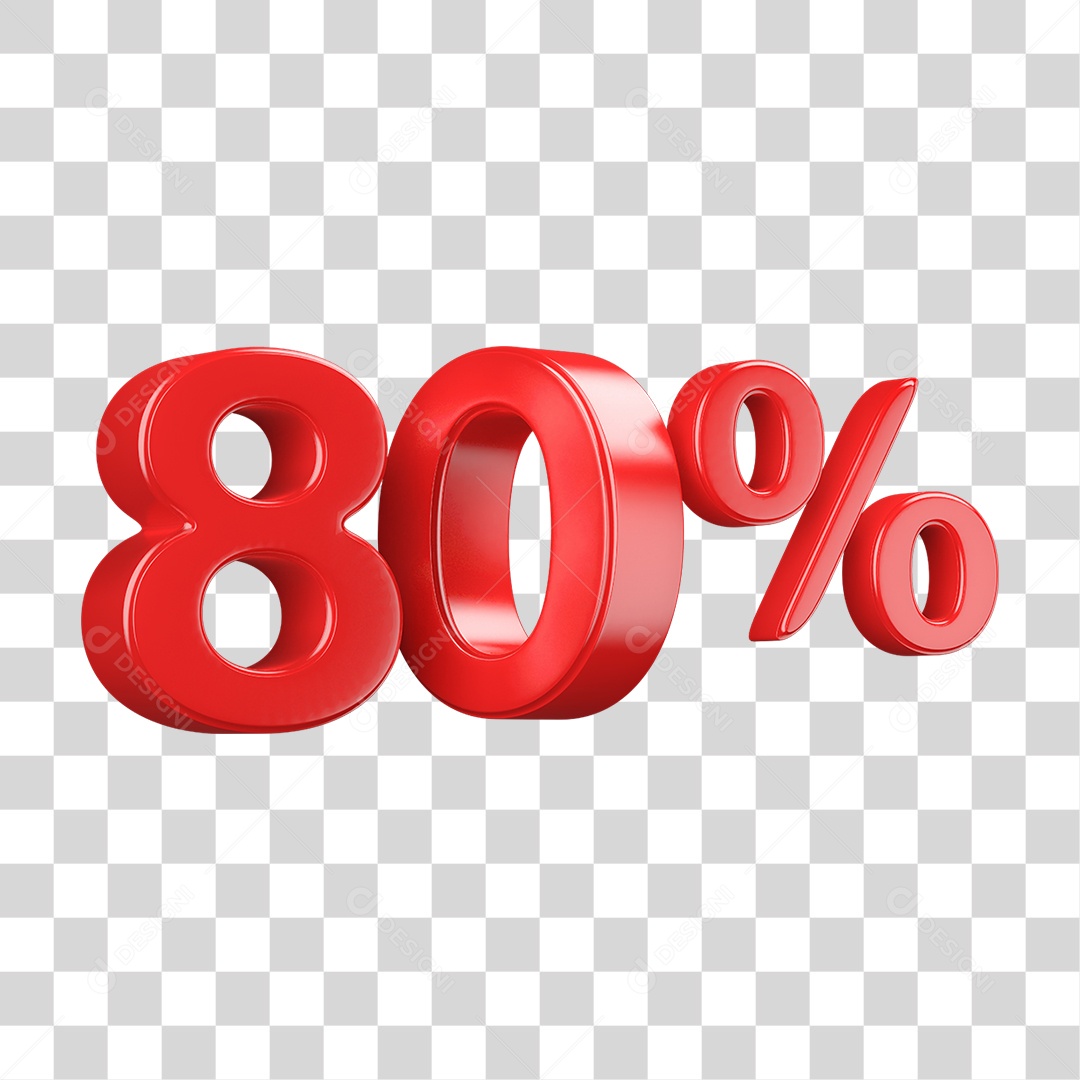 Número 3D 80% PNG Transparente