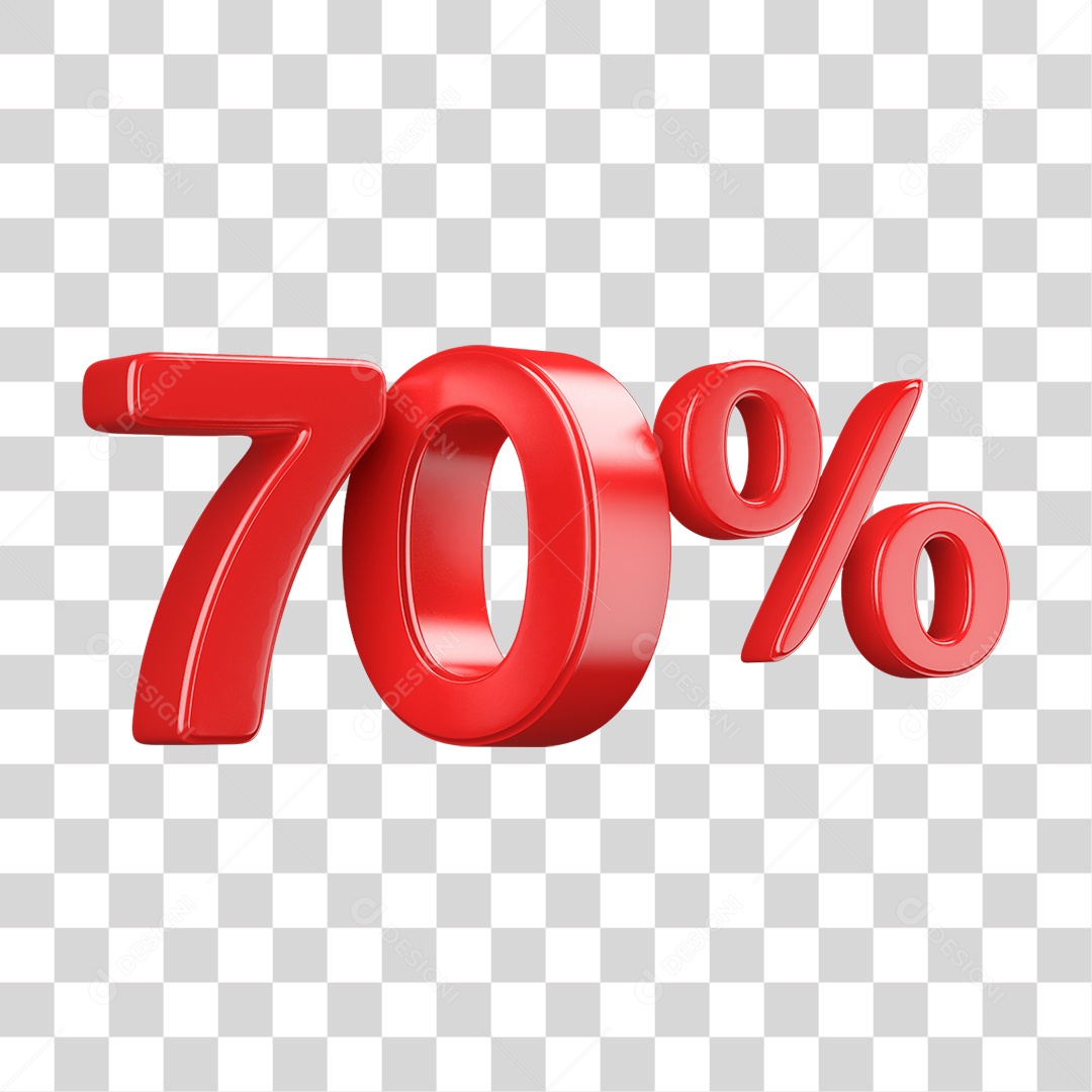 Número 3D 70% PNG Transparente