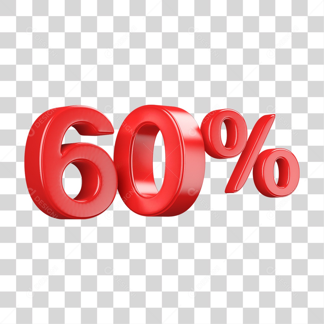 Número 3D 60% PNG Transparente