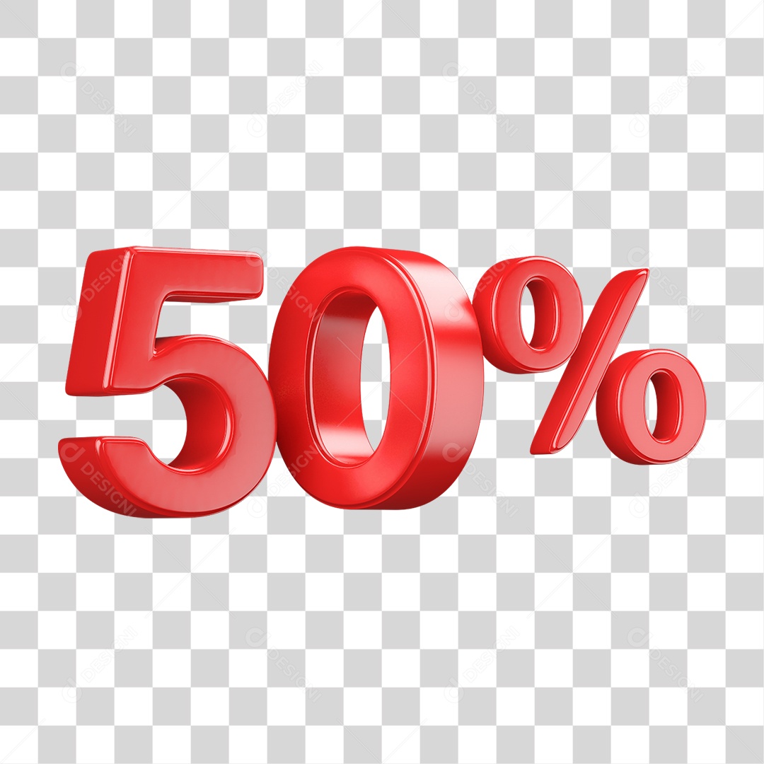 Número 3D 50% PNG Transparente