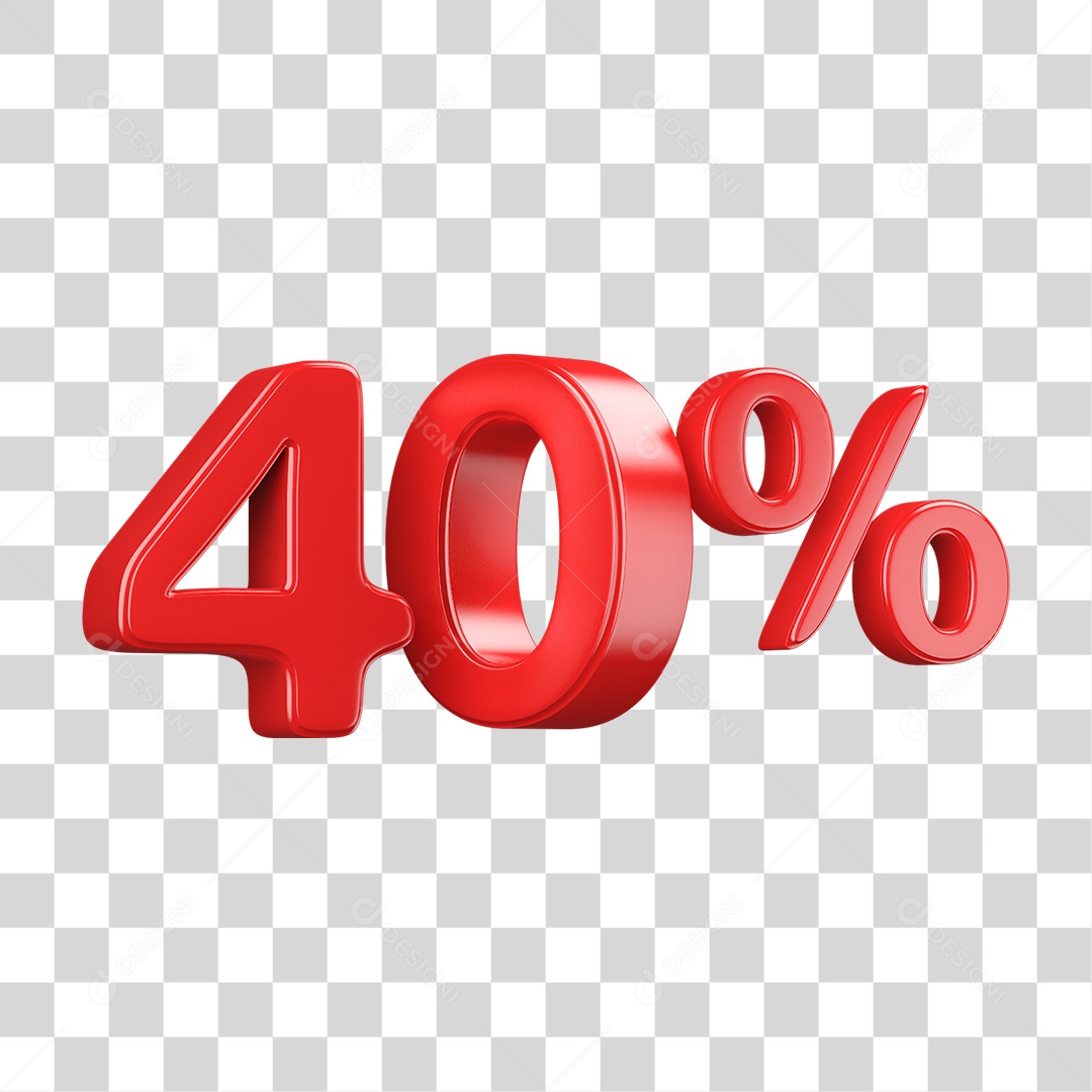 Número 3D 40% PNG Transparente