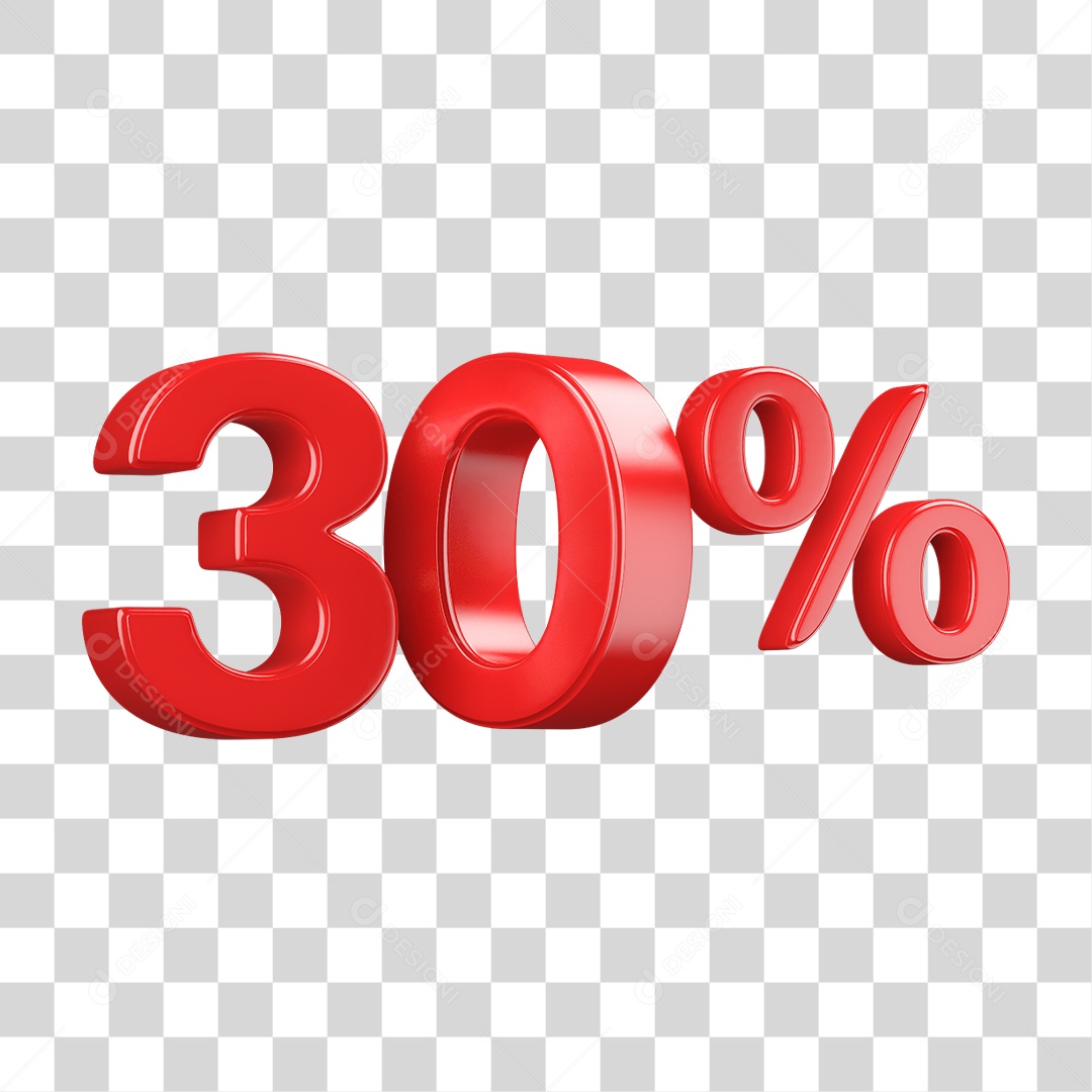 Número 3D 30% PNG Transparente