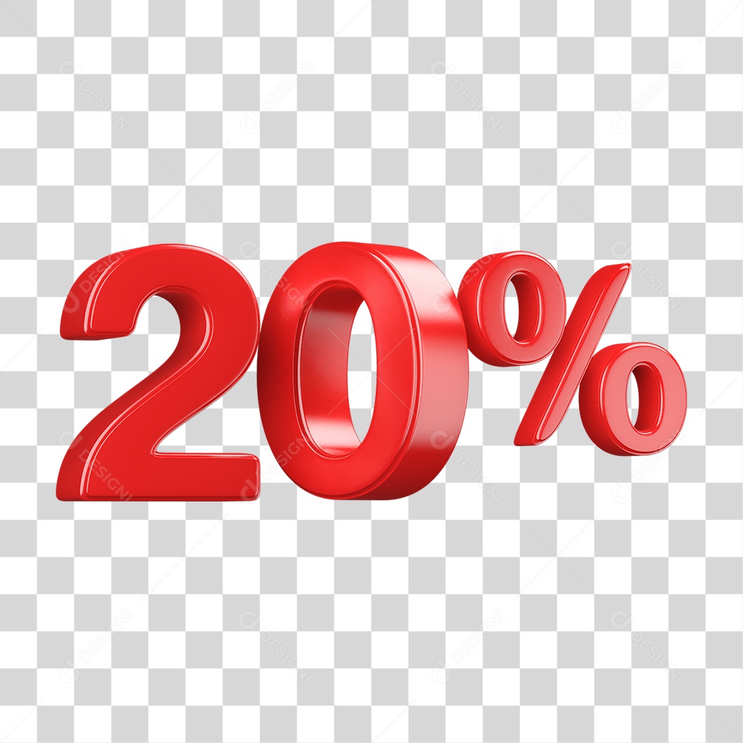 Número 3D 20% PNG Transparente