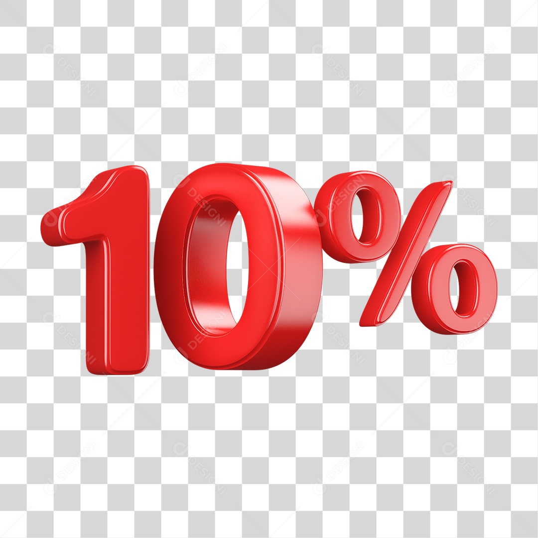 Número 3D 10% PNG Transparente
