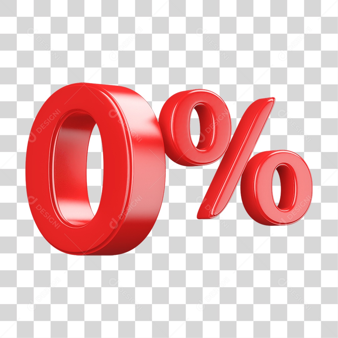 Número 3D 0% PNG Transparente