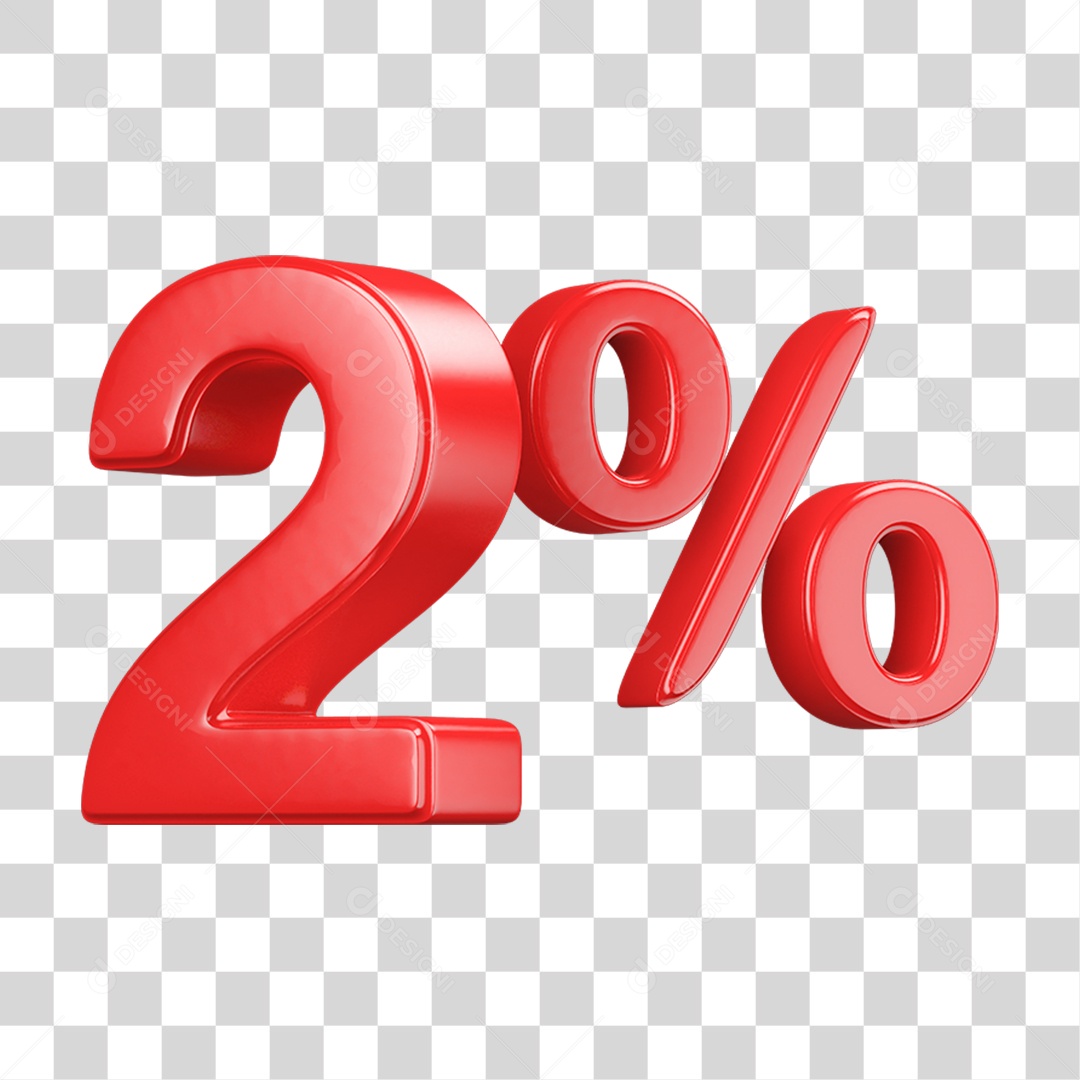 Número 3D 2% PNG Transparente