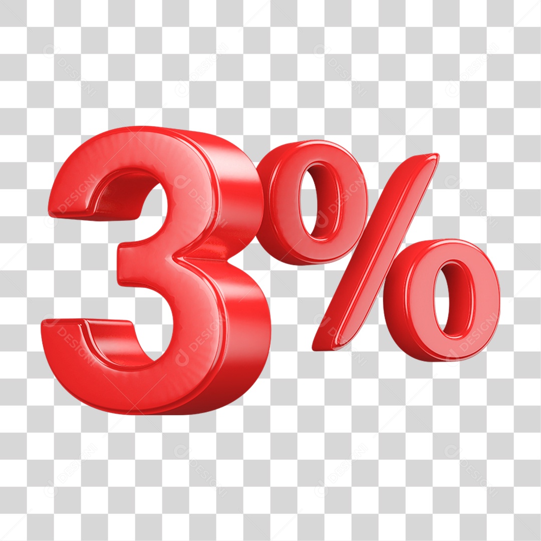 Número 3D 3% PNG Transparente