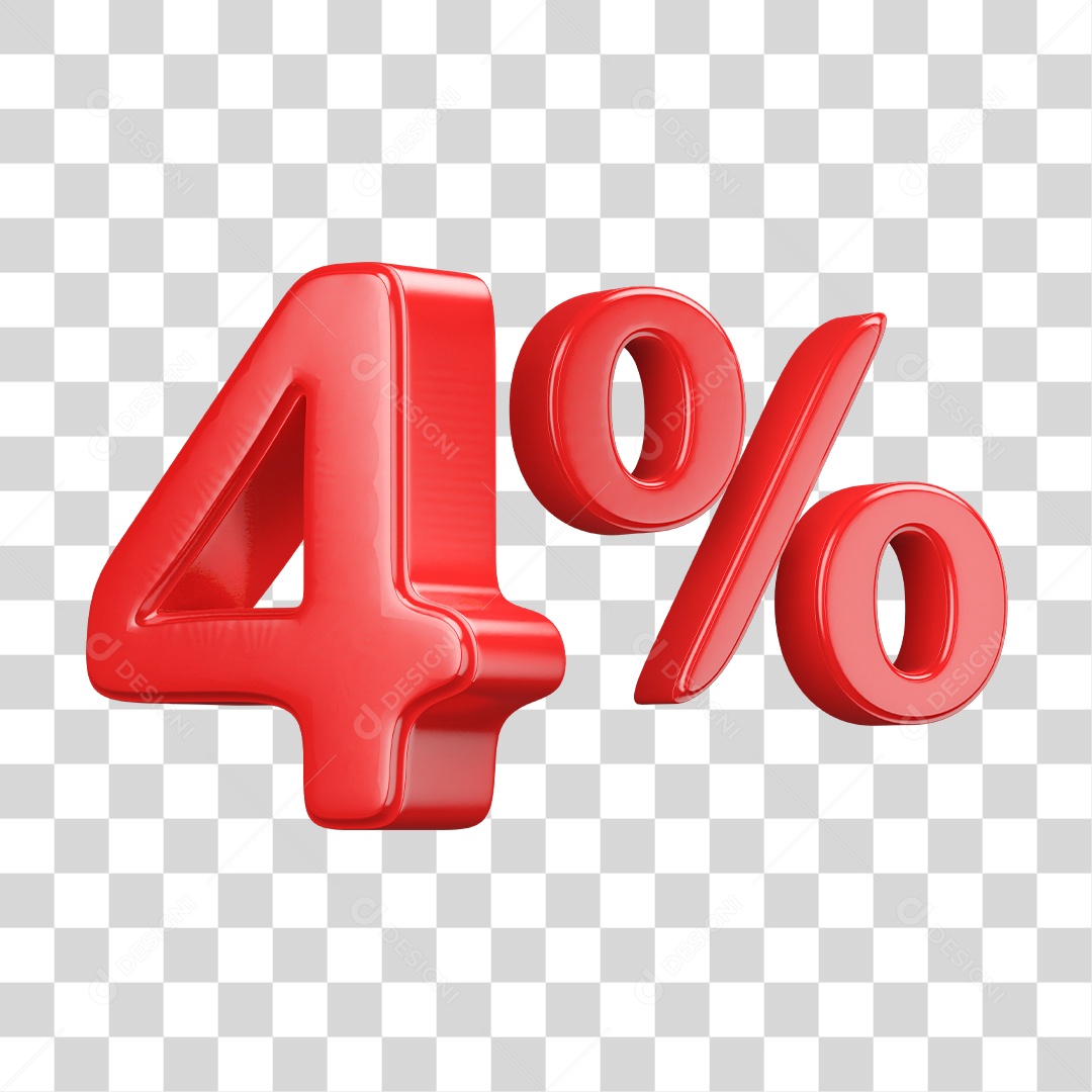 Número 3D 4% PNG Transparente
