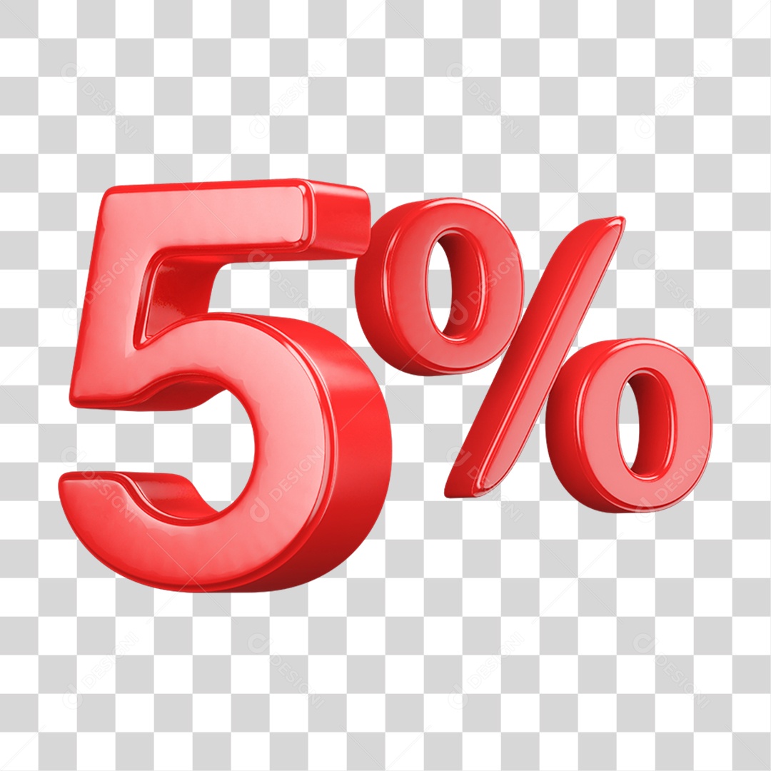 Número 3D 5% PNG Transparente