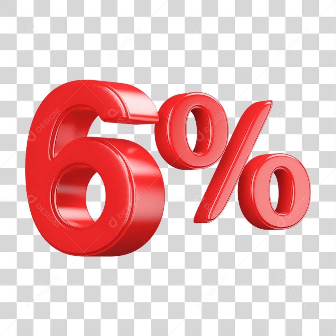 Número 3D 6% PNG Transparente