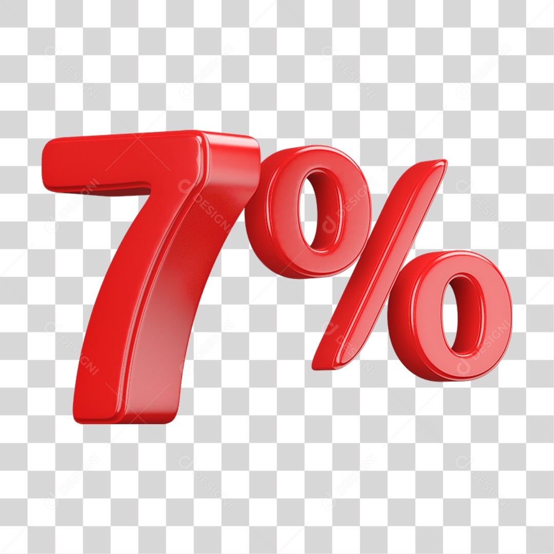 Número 3D 7% PNG Transparente
