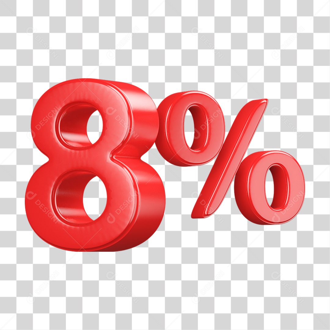 Número 3D 8% PNG Transparente