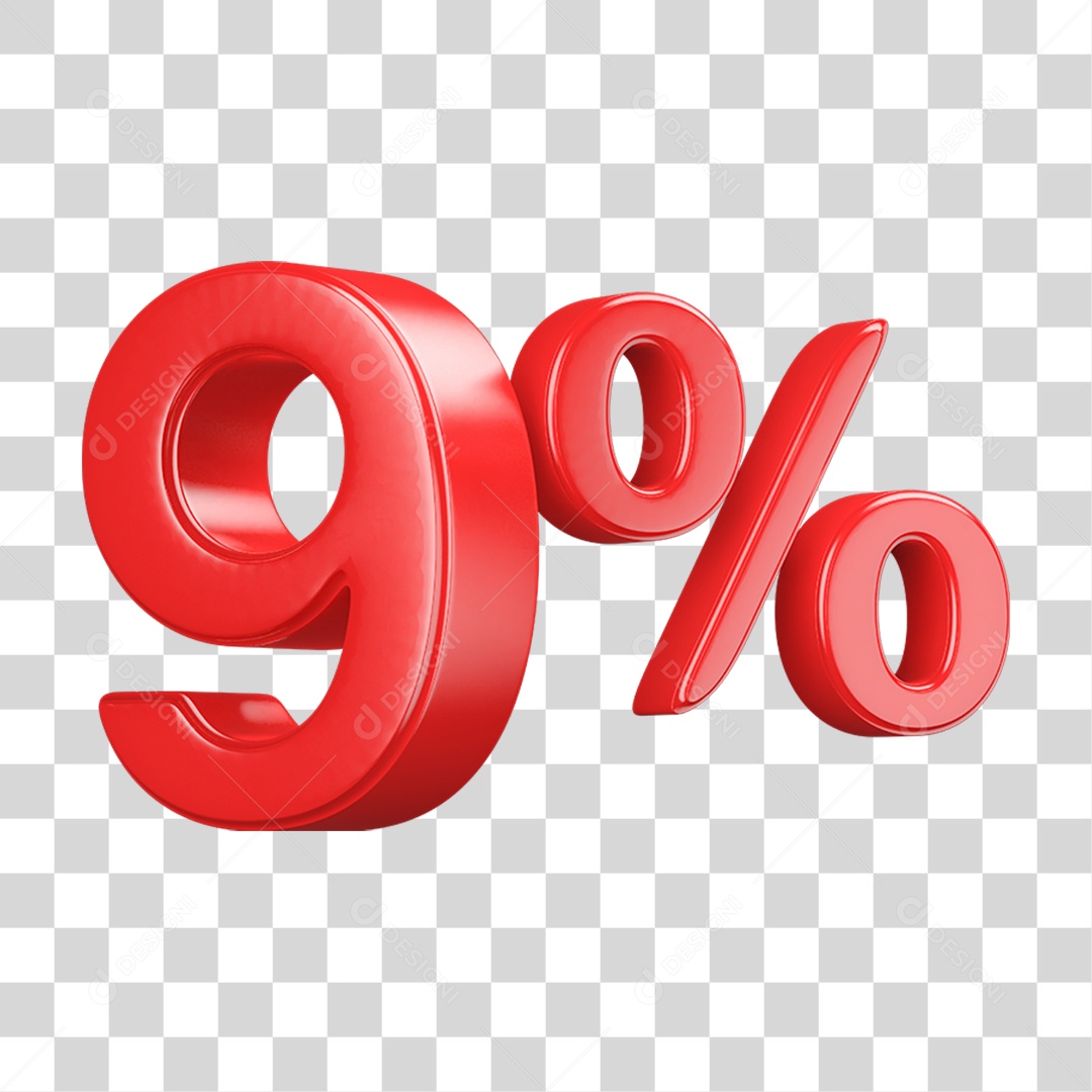 Número 3D 9% PNG Transparente