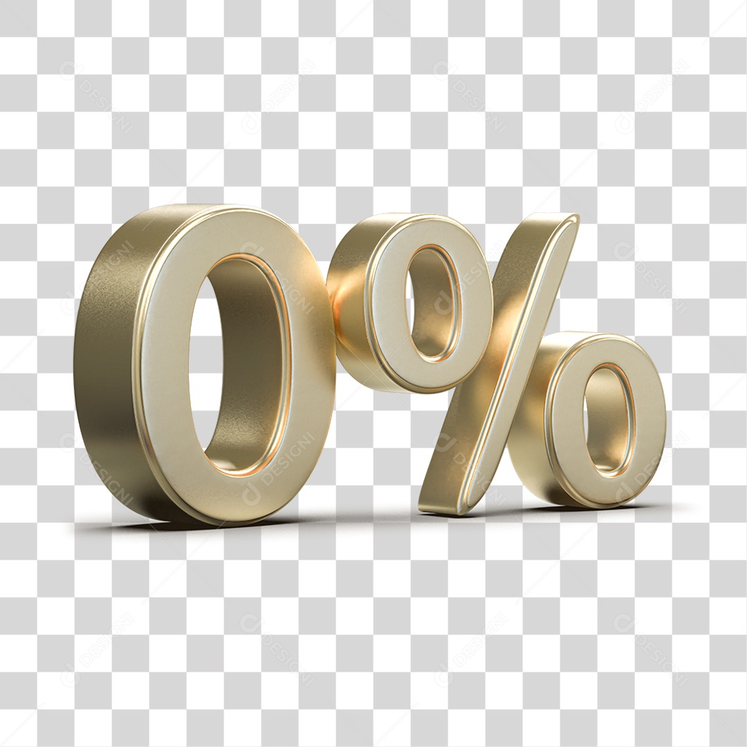 Número 3D 0% PNG Transparente
