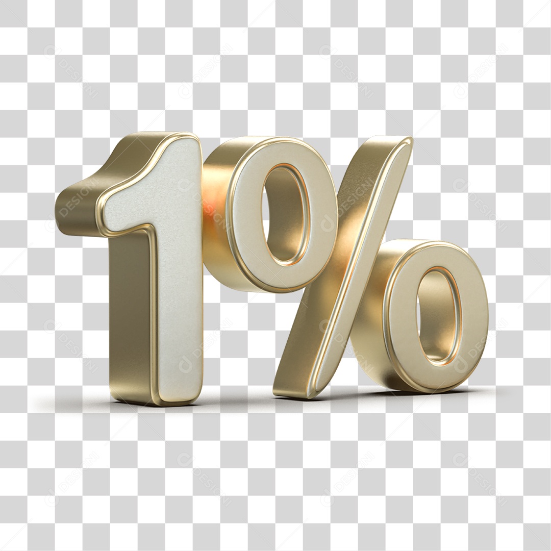 Número 3D 1% PNG Transparente