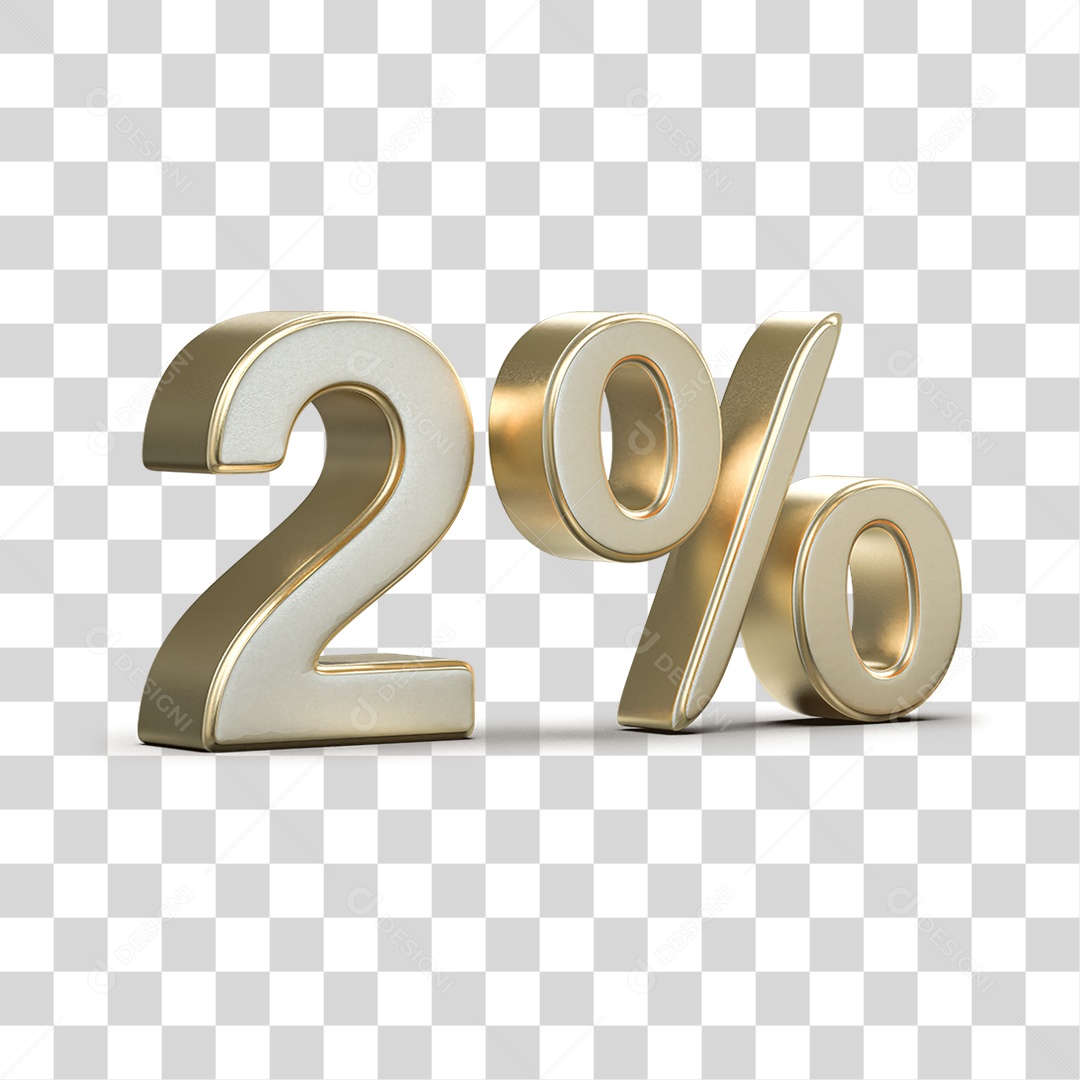 Número 3D 2% PNG Transparente