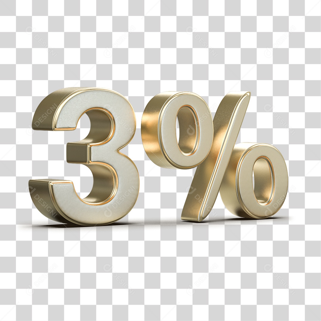 Número 3D 3% PNG Transparente