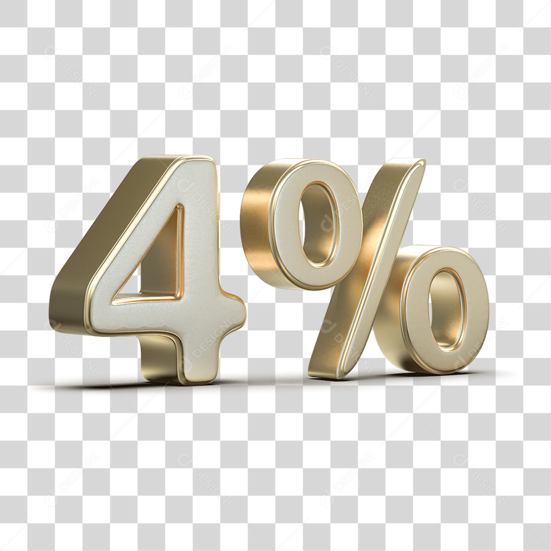Número 3D 4% PNG Transparente