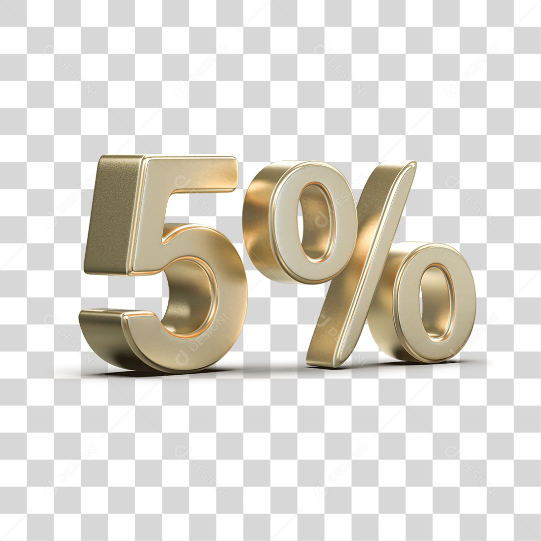 Número 3D 5% PNG Transparente