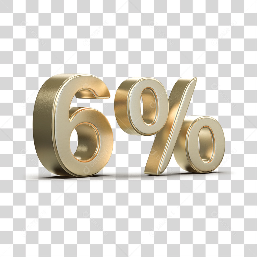 Número 3D 6% PNG Transparente