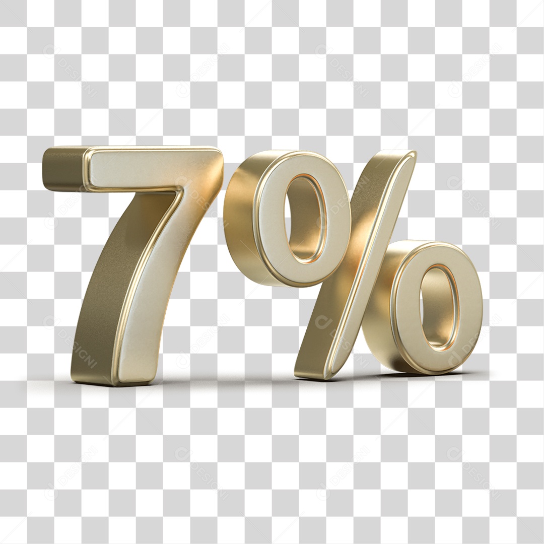 Número 3D 7% PNG Transparente